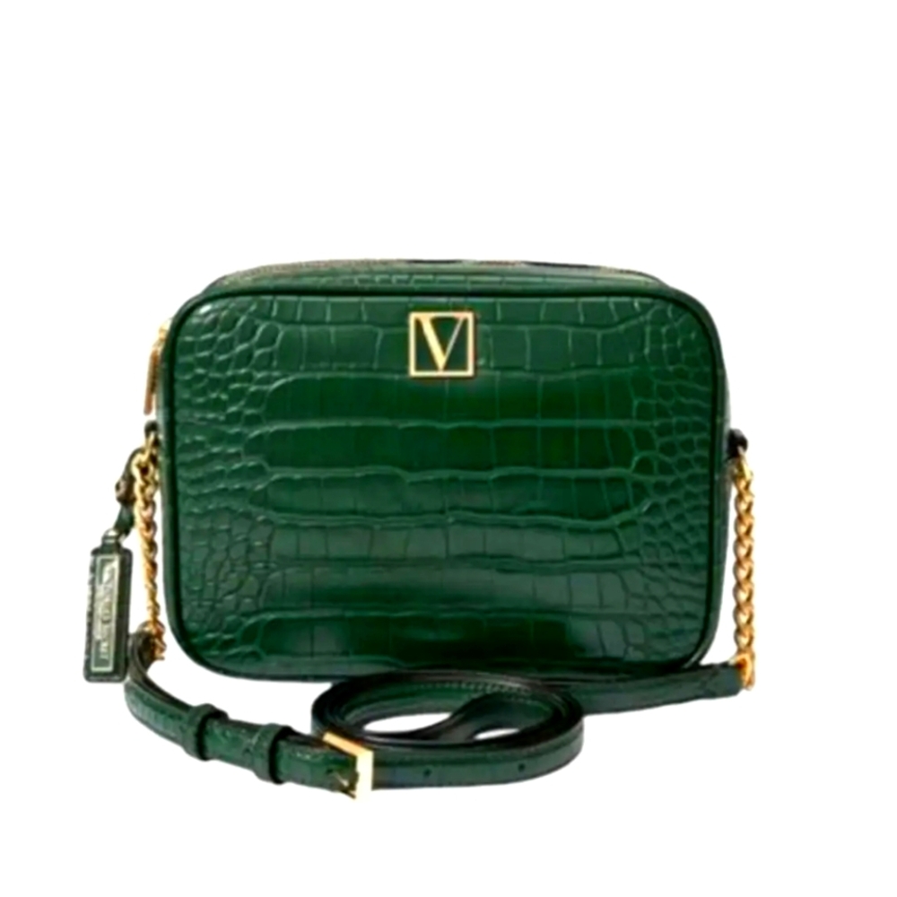 VS Elegant Green Croc Style Crossbody Bag
